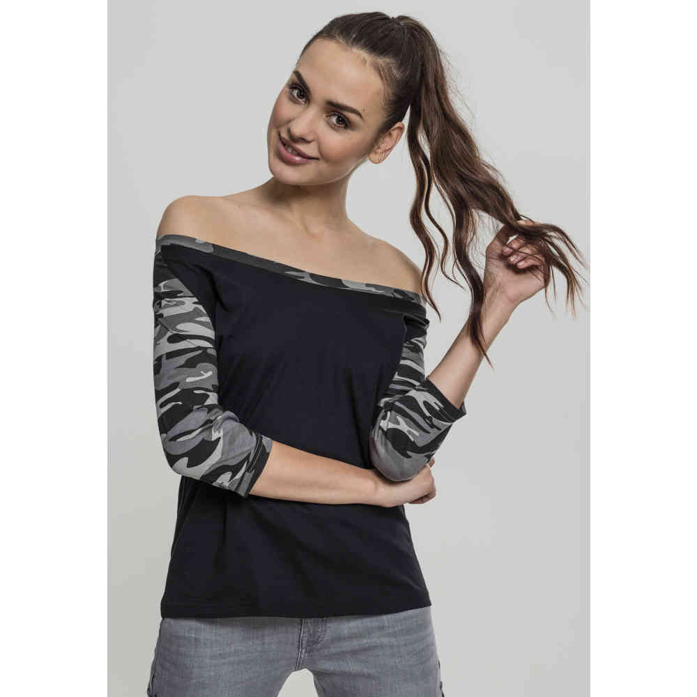 Urban Classics - 3/4 Contrast Raglanärmel top - Schwarz